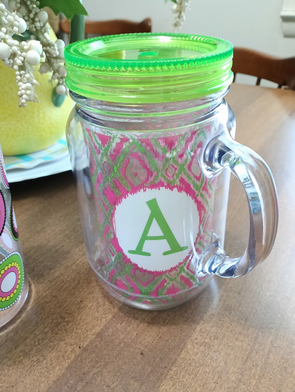 🌺NWOT 2 Decorative Initial "A" Acrylic Drink Cups🌺 - Picture 3 of 10